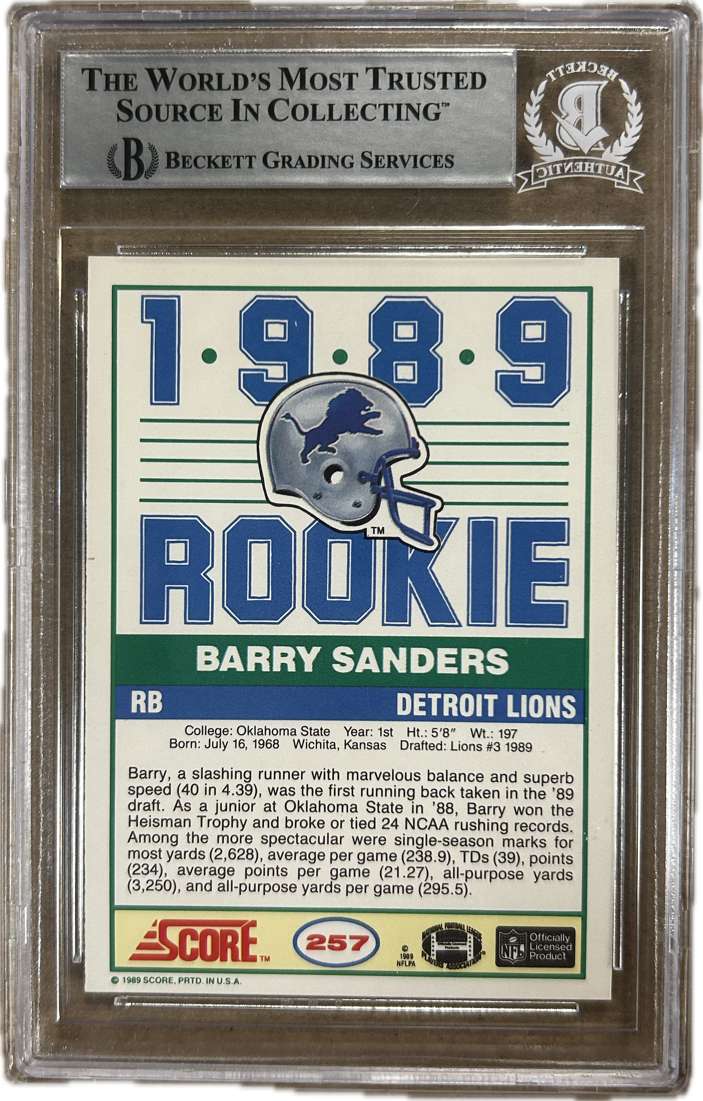 Barry Sanders SGN Rookie Card (SI)